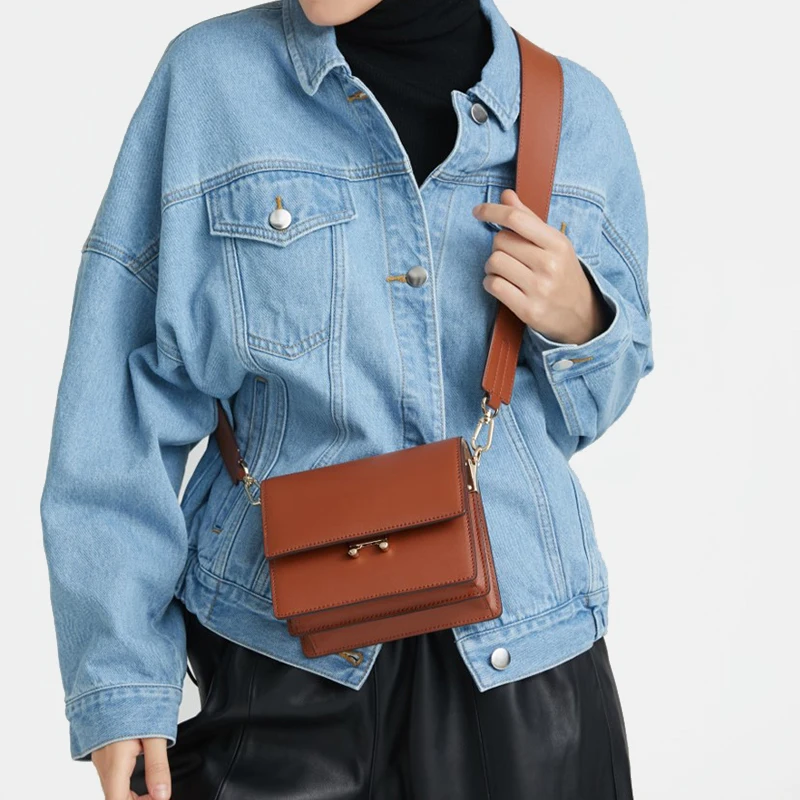 KAINGAI кожаная сумка через плечо широкая плечо|Сумки с ручками| |