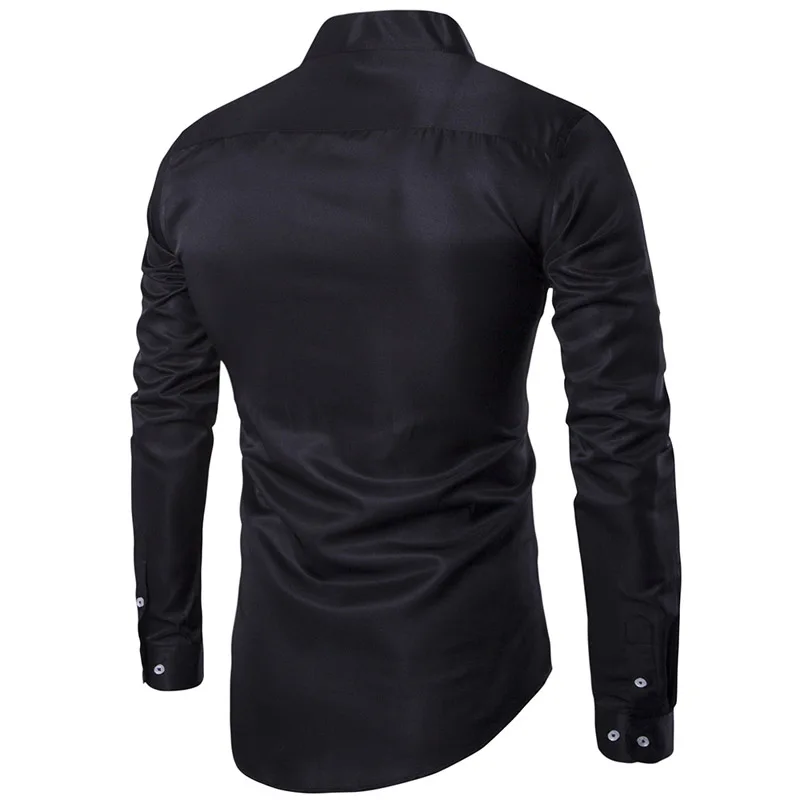 AOWOFS мужские рубашки Повседневное воротник-стойка Slim Fit с длинным рукавом Хенли