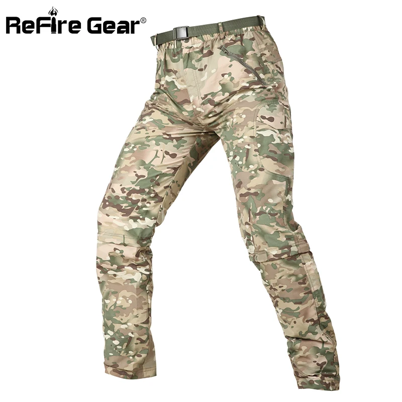 Refire gear летние тактические штаны мужские быстросохнущие съемные военные штаны дышащие на молнии съемные камуфляжные армейские брюки