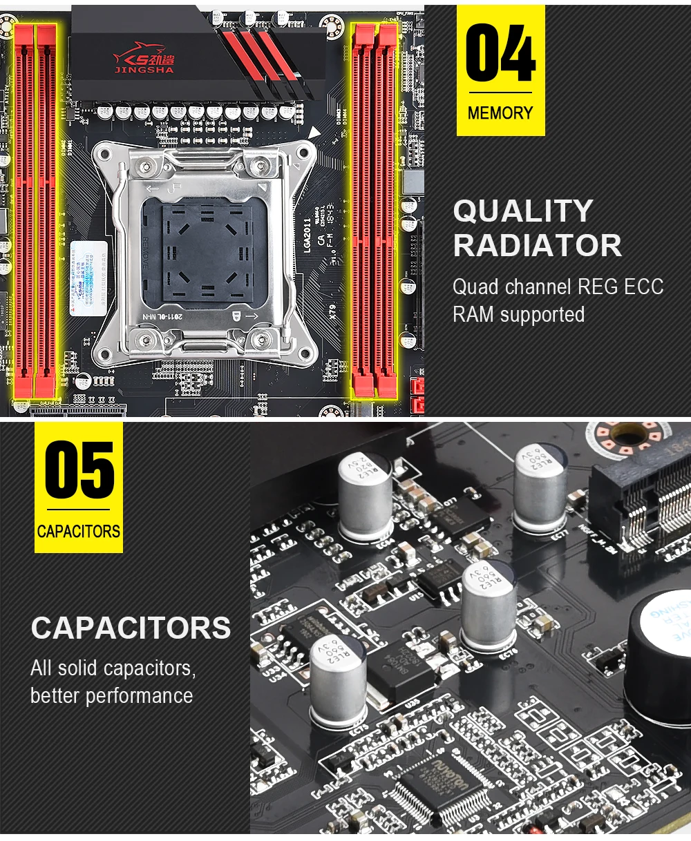 Комплект материнской платы JINGSHA X79 с Xeon E5 2640 4x8GB 32GB 1600MHz DDR3 память ECC Reg ATX USB3.0 SATA3 PCI-E NVME M.2 SSD