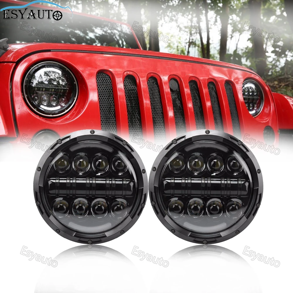 7-дюймовая фара 80 Вт угол глаза Янтарный сигнал Светодиодная лампа круглая