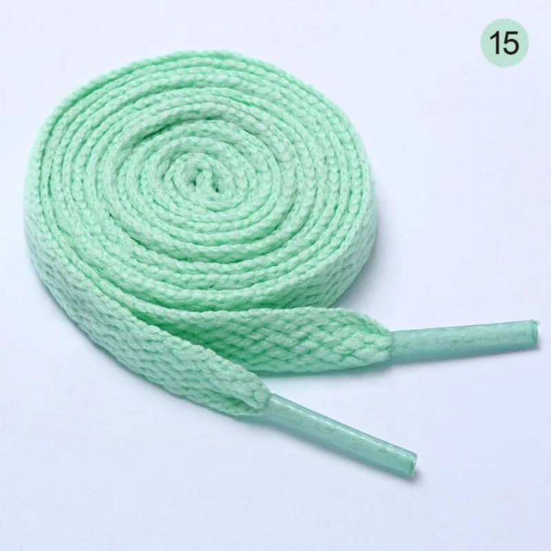 15 Light Green Детская одежда на рост 80, 100/120 см широкий плоский 26 цветов однотонные спортивные ботинки шнурки строки шнурки для обуви - Цвет: 15 Light Green
