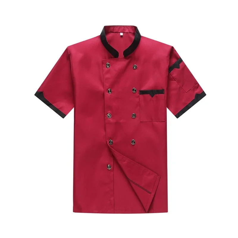 Short Sleeve Шеф-повар форма офицантки Длина рукава: с длинным рукавом Куртка для повара пальто бариста Бейкер Рабочая Униформа одежда для официанта - Цвет: Short Sleeve