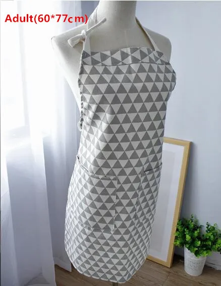 gray triangle60x77cm Популярный модный Регулируемый Кухонный Фартук из хлопка и льна высокого качества для приготовления пищи, выпечки, ресторана, 1 шт - Цвет: gray triangle60x77cm