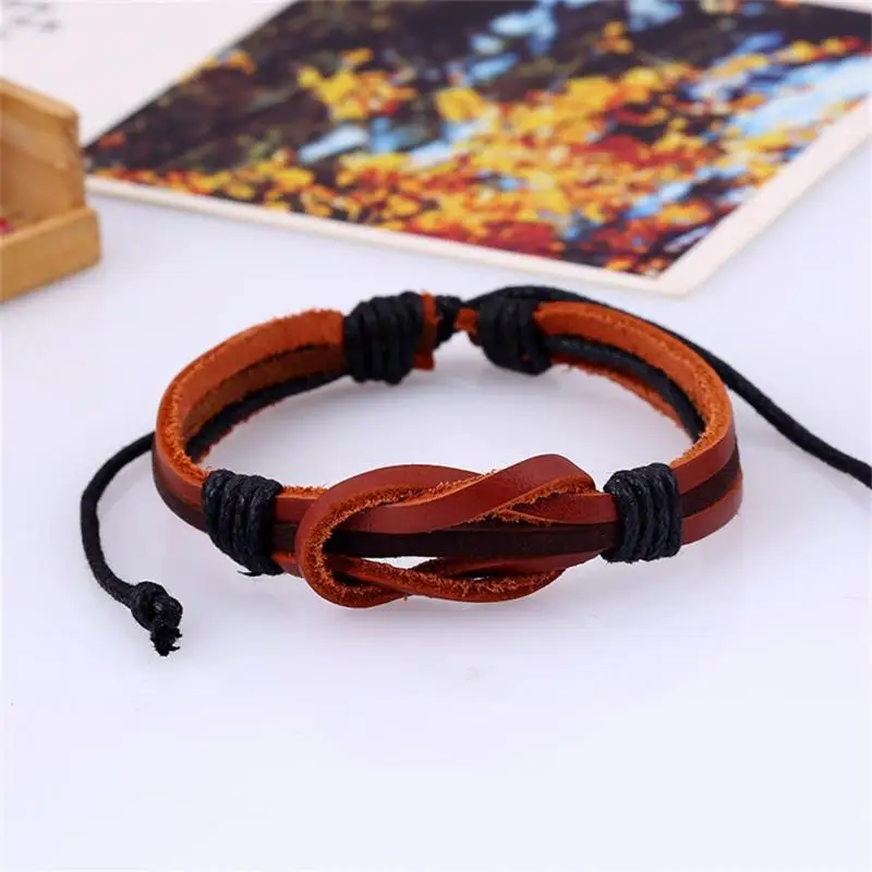 Браслет унисекс в стиле панк Модный трикотажный коричневый браслет из