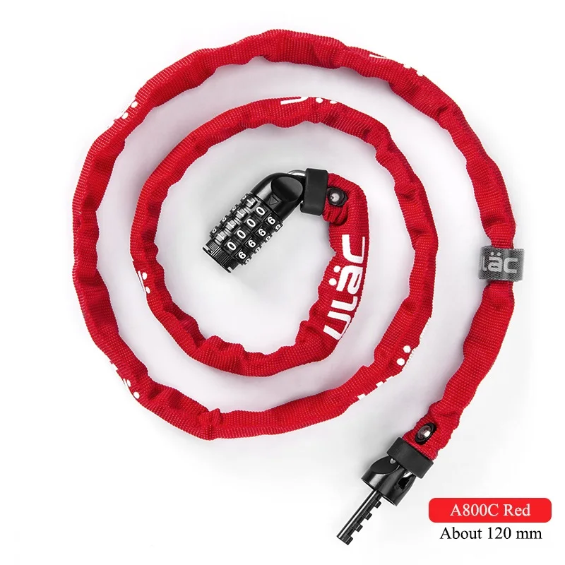 A800C Red ULAC велосипедный замок с паролем MTB цепь для дорожного велосипеда Противоугонный замок Ультра-светильник портативный замок Безопасность велосипеда стабильные аксессуары - Цвет: A800C Red