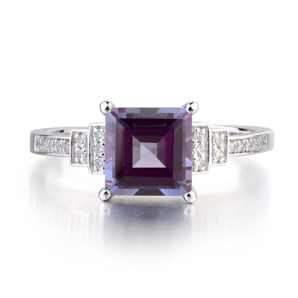 Кольцо женское обручальное из серебра украшения Leige пробы с Александритом