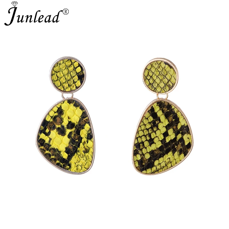 Junlead Fashion Unique design Boho Vintage gold Metal Pendant Drop Oorbellen Snake Skin Print Dangle Earrings For Women Jewelry | Украшения