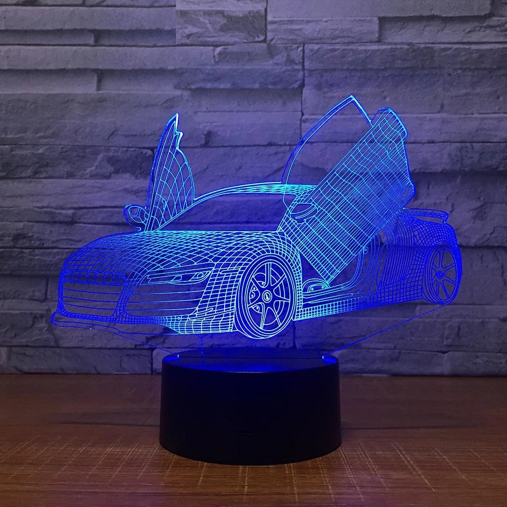 Мульти выбор крутой автомобиль для спорта 3D ночной Светильник Новинка 7 цветов