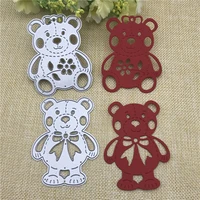 2pcsset lively bear designs metal cutting dies stencils for scrapbooking embossing album paper card craft