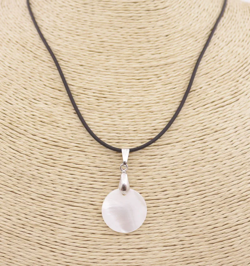 Натуральный белый круглый жемчужный кулон на шнурке 18 дюймов выбор|Ожерелья с