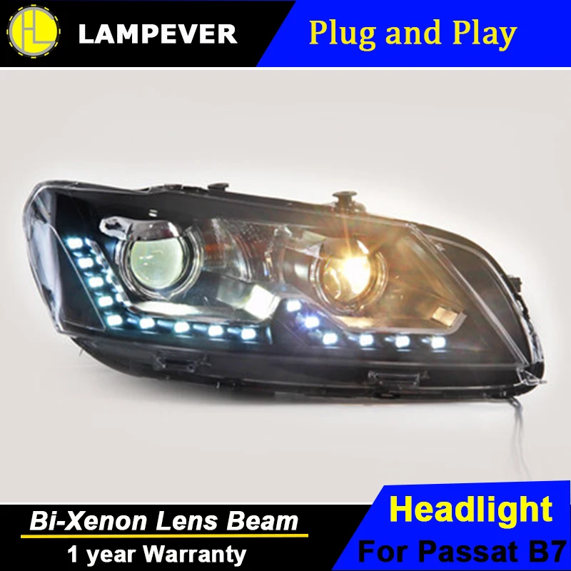 Lampever для Фольксваген Пассат B7 фары 2011-2015 светодиодные Bi Xenon дальнего ближнего