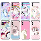 Черный чехол из ТПУ для iphone 5 5s SE 2020 6 6s 7 8 plus x 10, чехол для iphone XR XS 11 pro MAX, чехол Радужный с милым единорогом
