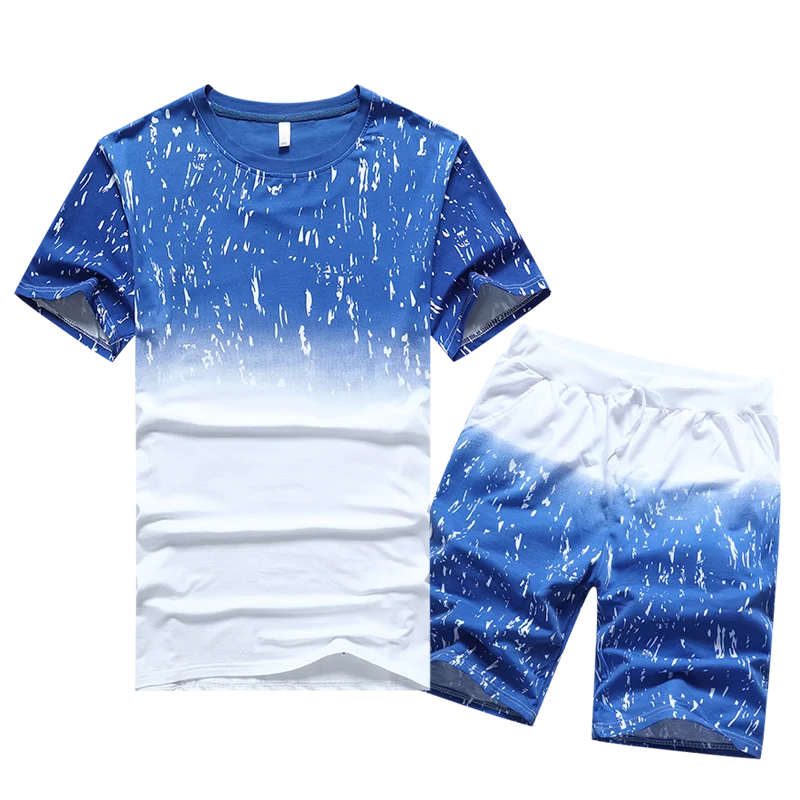 2018 летние мужские повседневные комплекты спортивной одежды с коротким рукавом