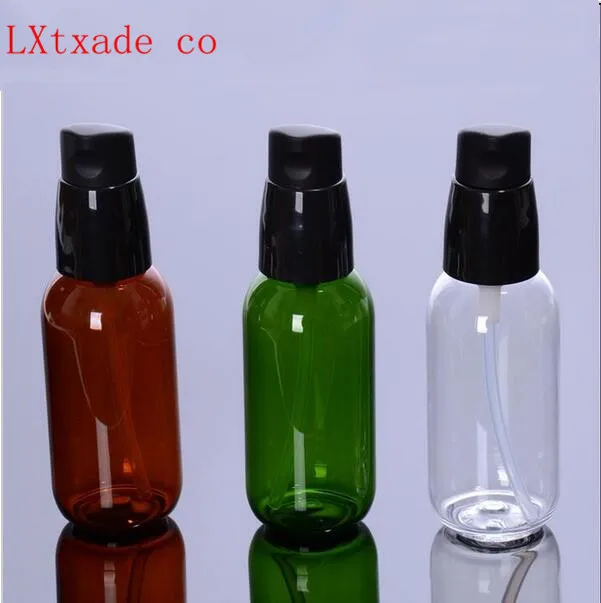 

Бесплатная доставка, новинка, 50 мл, прозрачные пластиковые бутылки с насосом зеленого, коричневого цвета, косметическая эмульсия Shanpoo для крема, маленькие Пустые контейнеры для образцов