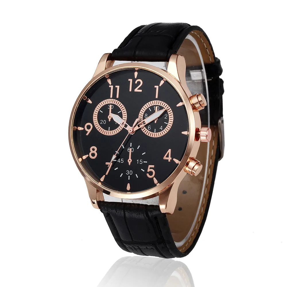 Watch Men Top Brand Luxury Faux Leather Analog Quartz Wristwatch Watches Casual Brown Clock Saat Relogio Masculino | Наручные часы