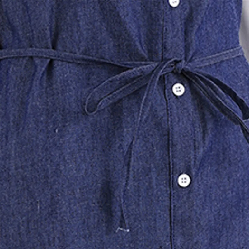 Женское платье рубашка с коротким рукавом Feitong однотонное джинсовое мини на