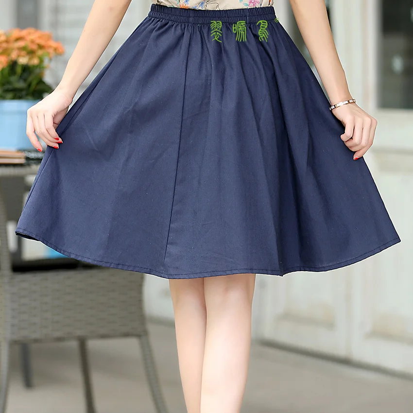 Новая льняная юбка для отдыха эластичная талия серая в обтяжку 55 см 9 цветов|swing