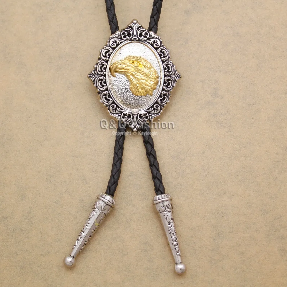 Мужские кожаные галстуки бабочки Rodeo Bolo с гравировкой в виде цветка охоты Орла