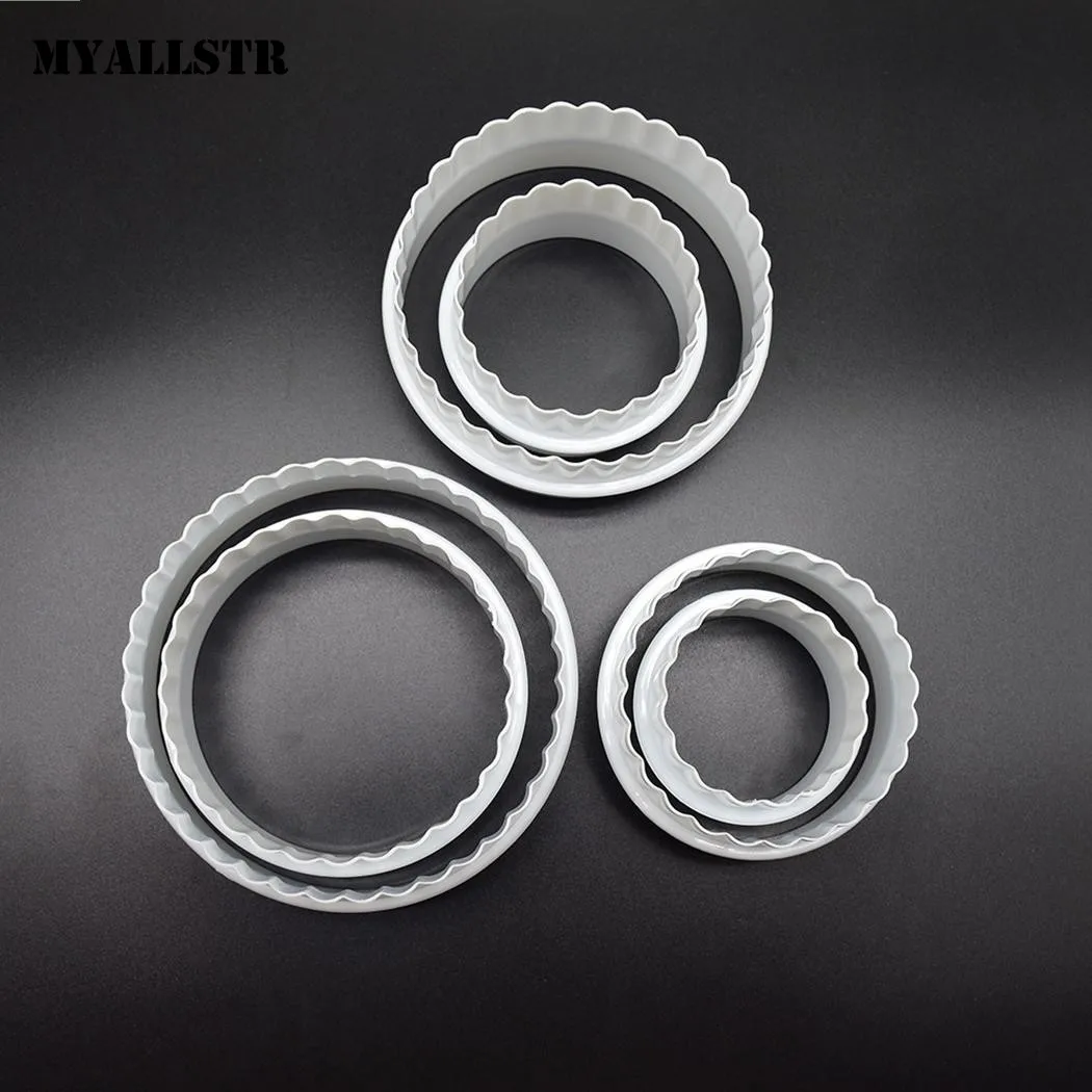 Новые 6 шт Круглые двухсторонние печенья Кондитерские высечки рифленые