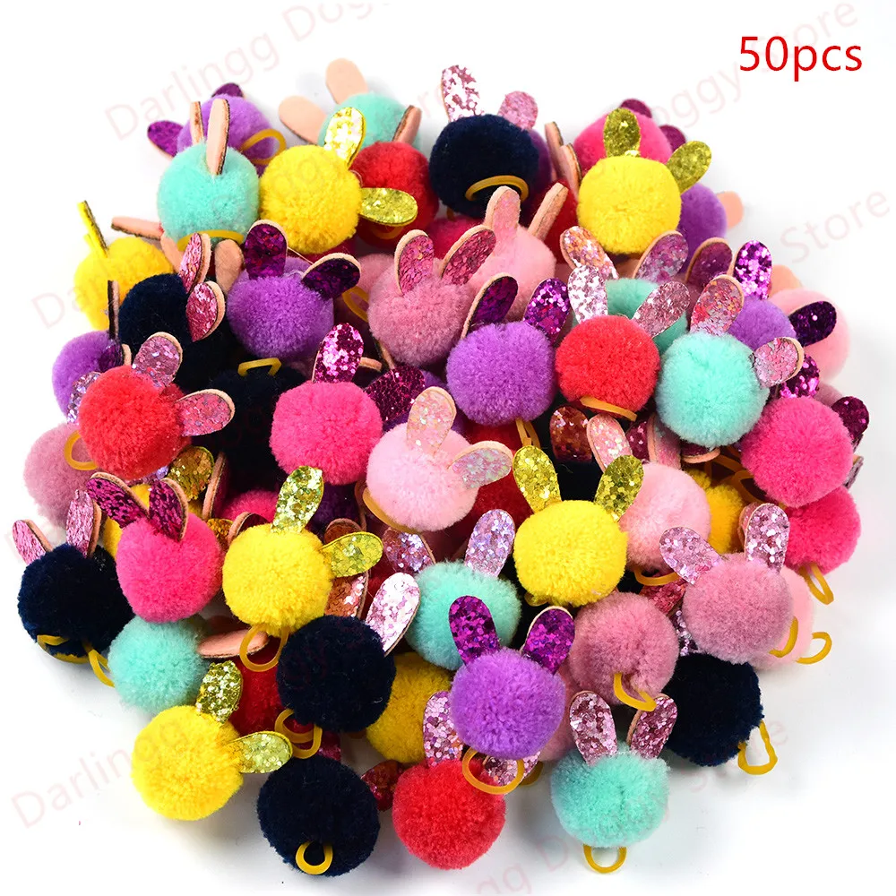50pcs 50X/100X милые заячьи ушки для щенков, собак, кошек, банты для волос, рождественские аксессуары для волос для собак, луки для ухода за щенком, маленькие собаки, товары для домашних животных - Цвет: 50pcs