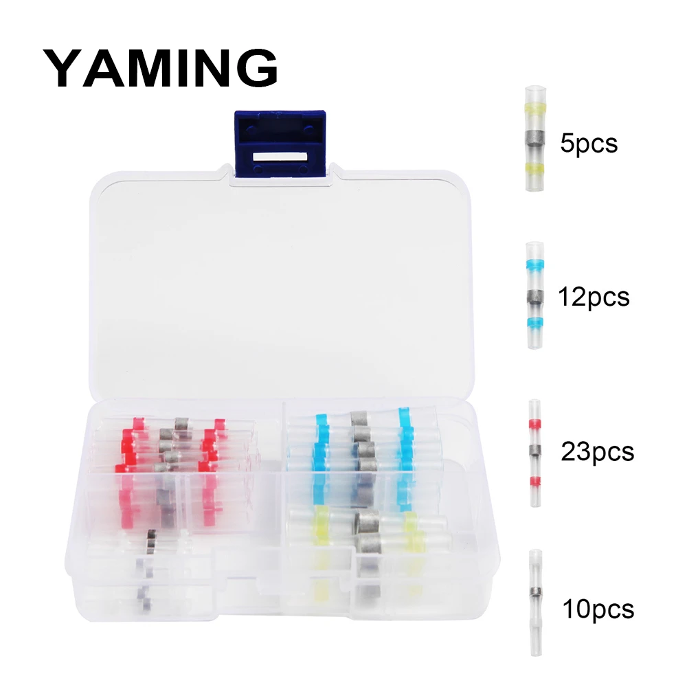 

50PCS Waterproof Solder Seal Heat Shrink Butt Connectors Soldering Polyolefin Sleeve Cable Terminal Electrical Wire Connector