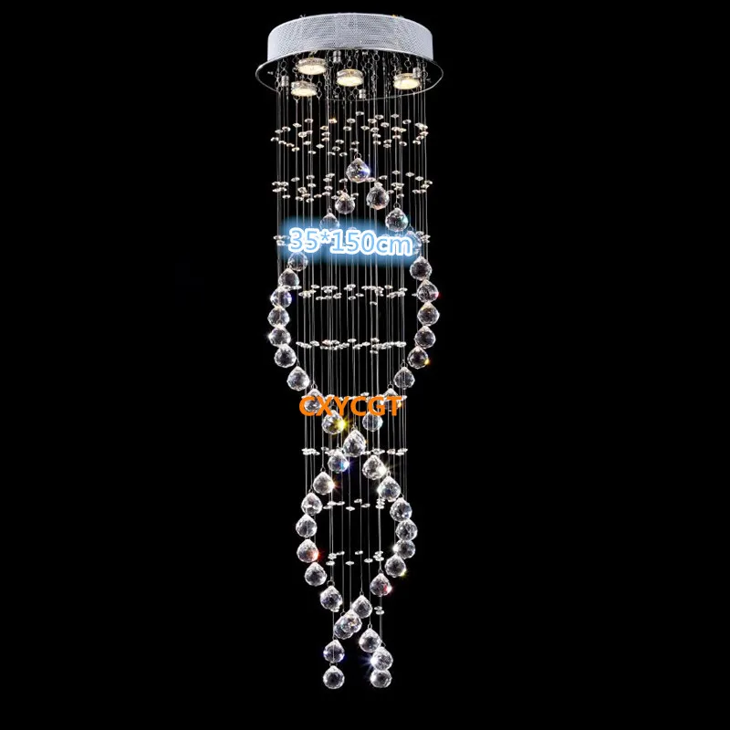 Modern LED Double Spiral Crystal Chandelier Lighting for Foyer Stair Staircase Bedroom Hotel HallCeiling Hanging Suspension Lamp