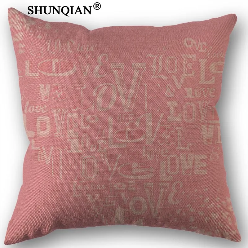 

Linen Cotton love heart Pillow Cover Custom Print Home Decorative Throw Pillows Cases 45x45cm one side C4111