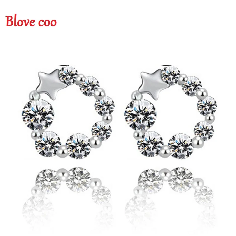 Стад Серьги для Женщин 2016 Новая Мода Ювелирные Изделия циркон CZ Diamond Crystal