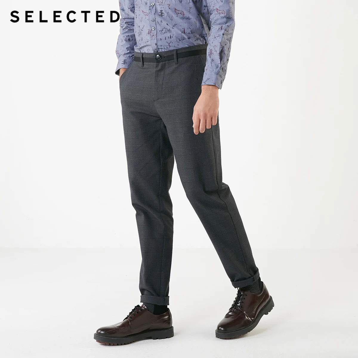 SELECTED crisp contain cotton grid fashion foot men's cultivate morality leisure trousers S | 418414527