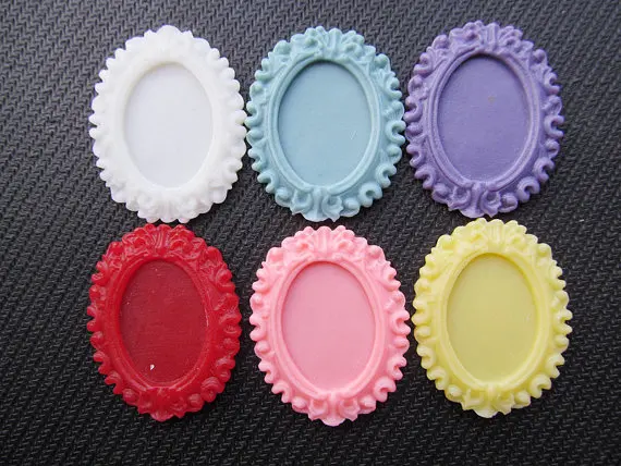 10 шт. Овальный Шарм основа из смолы с плоской задней поверхностью рамка поднос