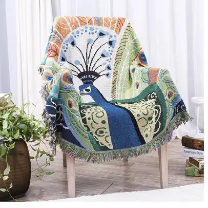 Satin Al Çiçek Kuş Desen Pamuk Ipliği Battaniye Kanepe Havlu Tek Sandalye örtüsü Battaniye Halı Tam Kapak Kaymaz Kalınlaşma