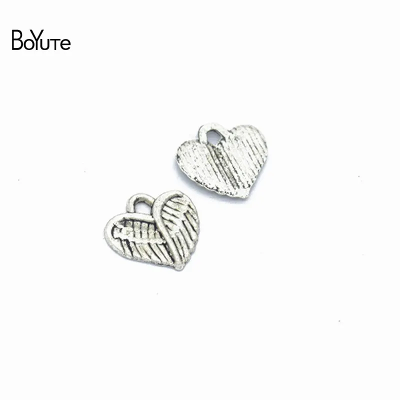 BoYuTe(100 шт./лот) металлический сплав подвеска в форме сердца Diy ручной работы аксессуары для изготовления ювелирных изделий - Окраска металла: 13x13MM-2MM Hole