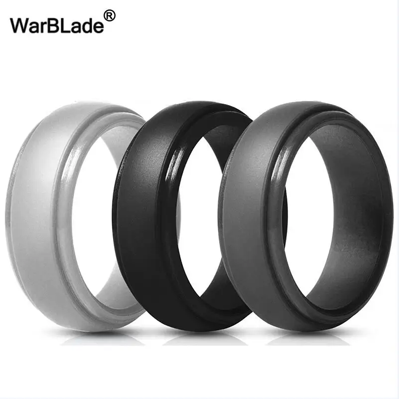 3pcs WarBLade, новинка, пищевое качество, FDA, силиконовые кольца для мужчин, свадебные резинки, гипоаллергенные, гибкие, антибактериальные, силиконовое кольцо на палец - Цвет основного камня: 3pcs