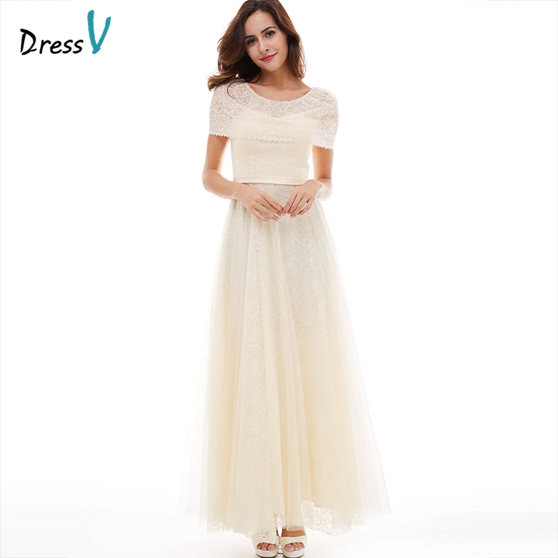 Длинное вечернее платье цвета шампанского недорогое с глубоким вырезом