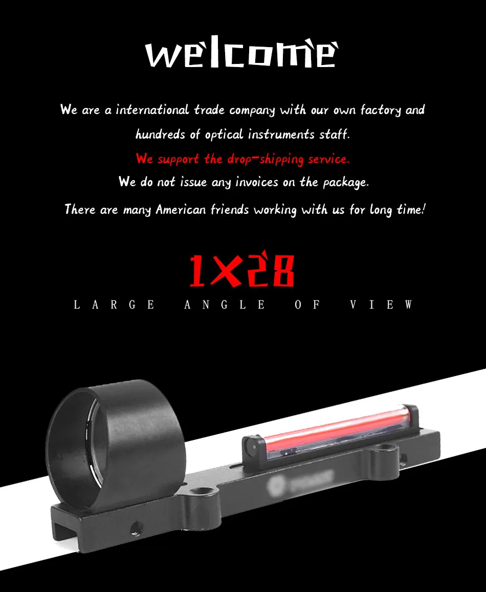LUGER красный точечный прицел 1x28 волоконный красный точечный прицел охотничий прицел с 11 мм Рельсом ласточкин хвост подходит для винтовки страйкбол Коллиматорный прицел