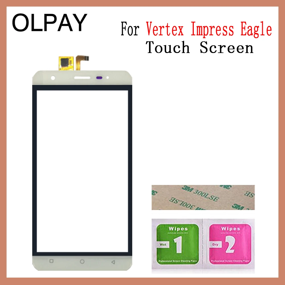 White No Tools OLPAY 5,0 ''Новинка для Vertex Impress Eagle 3g сенсорный экран стекло дигитайзер панель объектив сенсор Бесплатный клей и салфетки - Цвет: White No Tools