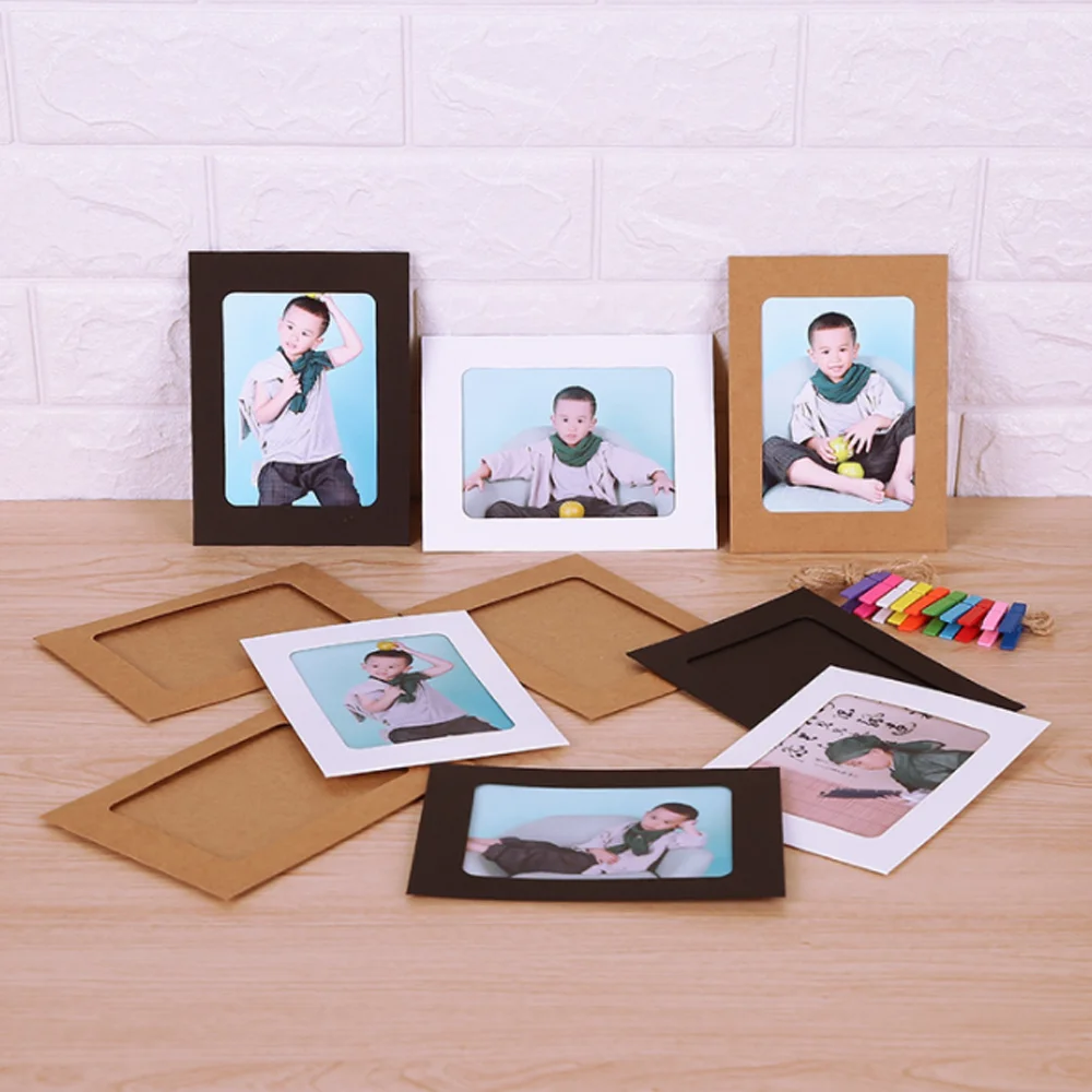 3 дюйма 6 дюймов 10 шт. картонная фоторамка DIY настенная + веревка клипсы набор