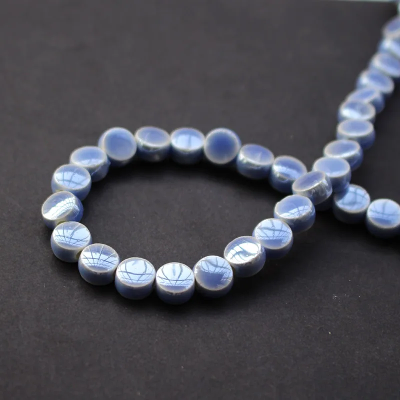 Light Blue 35 шт./лот 8 мм* 4,8 мм керамические бусины простые цветные круглые плоские бусины разноцветные для изготовления ювелирных изделий 3641 - Цвет: Light Blue