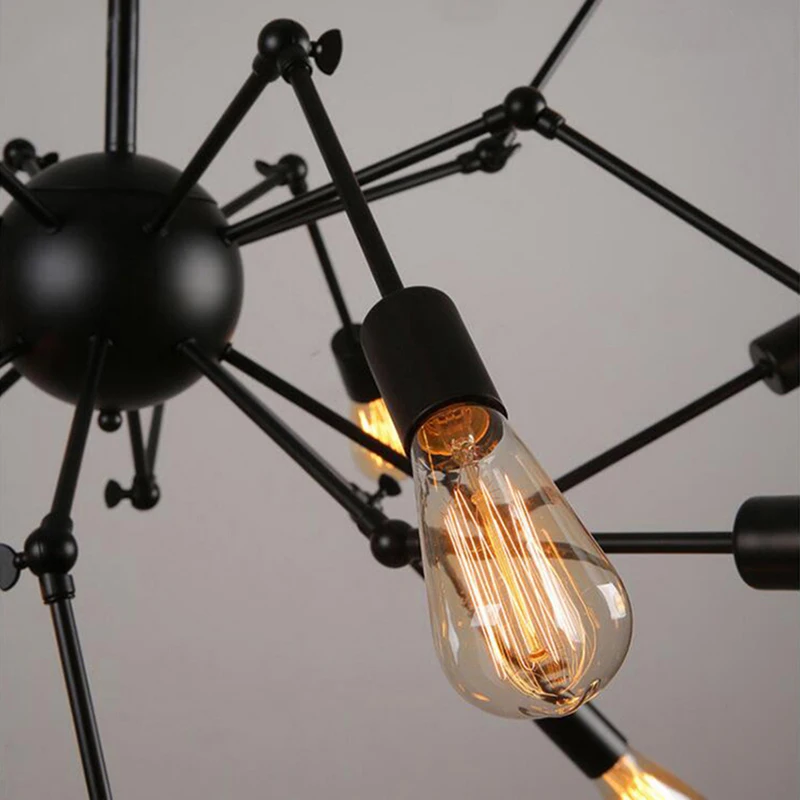 Candelabro de araña Industrial para LOFT, Retro, creativo, con brillo, tienda de ropa nórdica, candelabro con forma satelital de hierro
