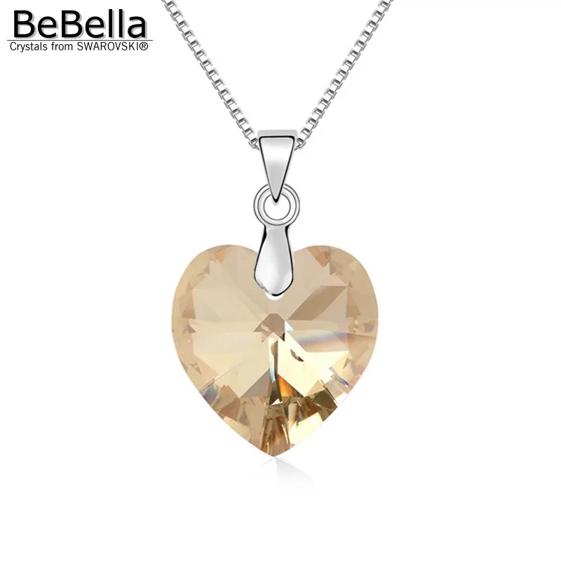 BeBella 1,8 см хрустальное ожерелье с подвеской в виде сердца с кристаллами от Swarovski, тонкая цепочка для женщин и девушек, модное ювелирное изделие, подарок - Окраска металла: Crystal GSHA