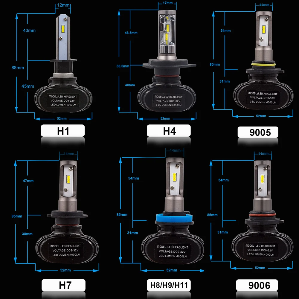YHKOMS H4 H7 H8 H9 H11 9005 9006 880 881 H1 H3 автомобиля светодиодный фар S1 CSP налобный фонарь 50 вт