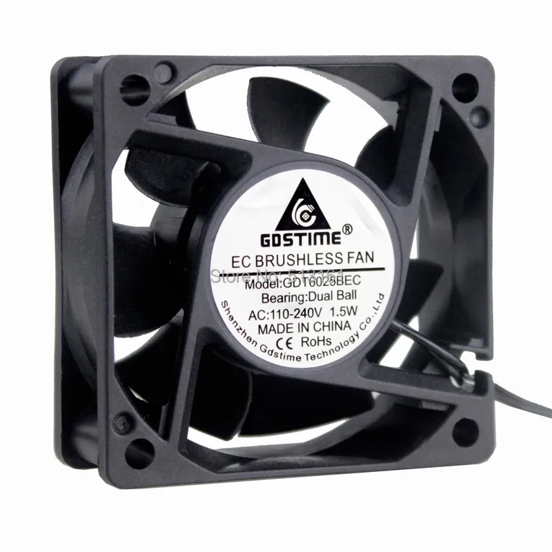 1 шт. Gdstime шариковый 60 мм вентилятор EC 60x25 мм 6 см AC 110 в 115 в 120 в 220 в 240 в вентилятор 1,5 Вт осевой охлаждающий вентилятор