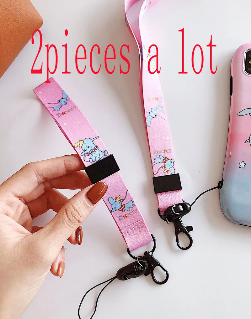 2 Pack A Lot Pink Ремешки на шею для телефона с фиолетовым слоником для ключей, удостоверения личности, бейджа, наручного ремешка для сотового телефона, удостоверения личности - Цвет: 2 Pack A Lot Pink