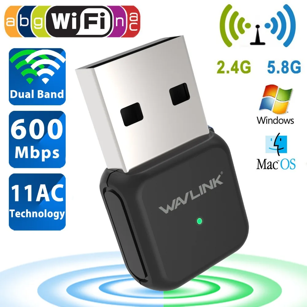 Wavlink USB Wifi адаптер 600 Мбит/с WiFi донгл двухдиапазонный 2 4/5 ГГц беспроводной приемник