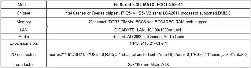 OEM X79 E5 3.3C LGA 2011 для I7 E5-V1 E5-V2 DDR3 ECC память 32GB USB2.0 USB3.0 X79 м блок питания ATX настольный материнская плата
