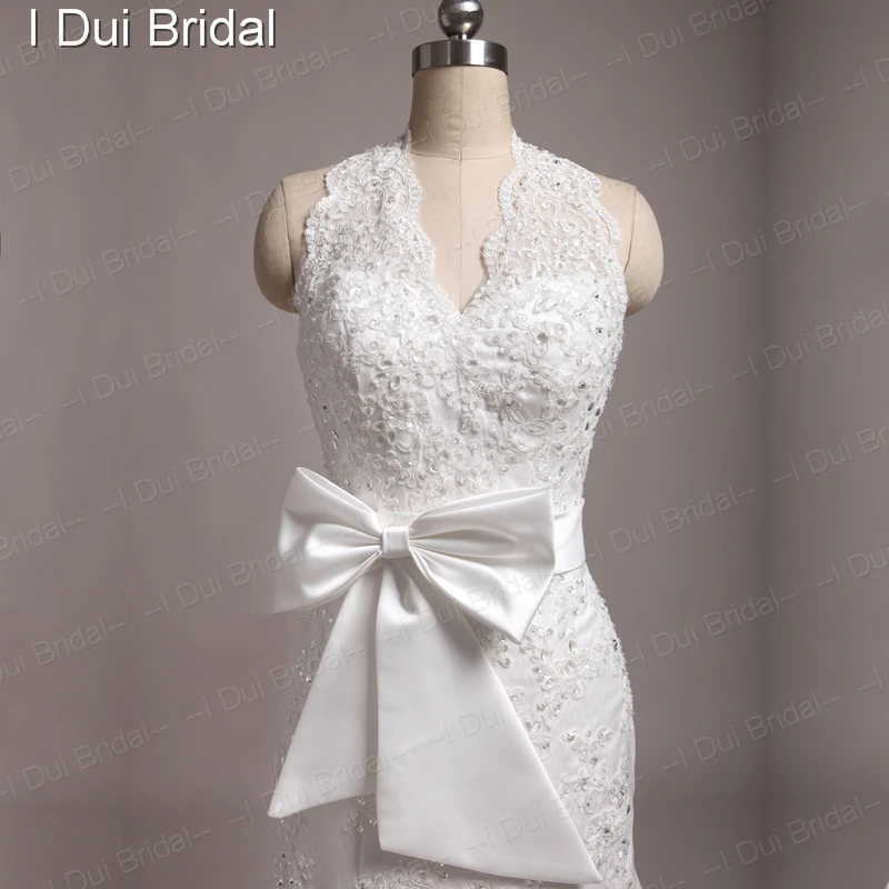 Свадебные платья с лямкой на шее треугольным вырезом и бантом заказ | Свадьбы