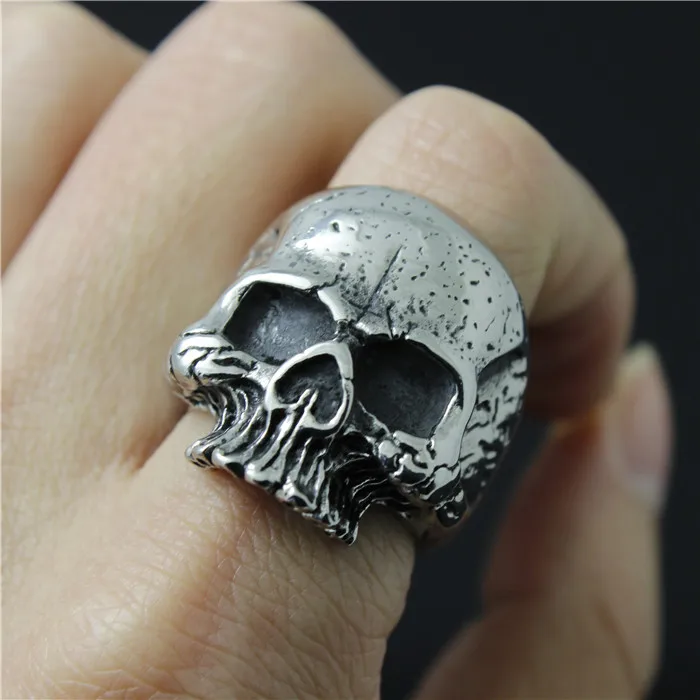 Кольцо мужское из нержавеющей стали 316L с большим черепом 1 шт.|steel spinner ring|ring steelsteel
