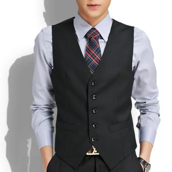 

2019 New Brand Mens Slim Fit Suit Vest Casual Waistcoat Men Black Grey Sleeve Jacket Blazer Gilet Man Chaleco Hombre
