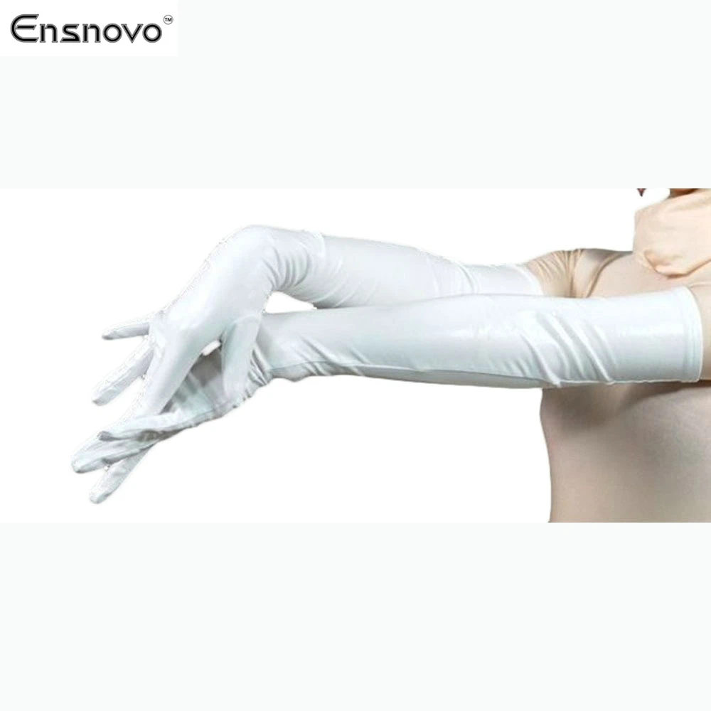Женский костюм для косплея Ensnovo черные блестящие вечерние перчатки длиной 22